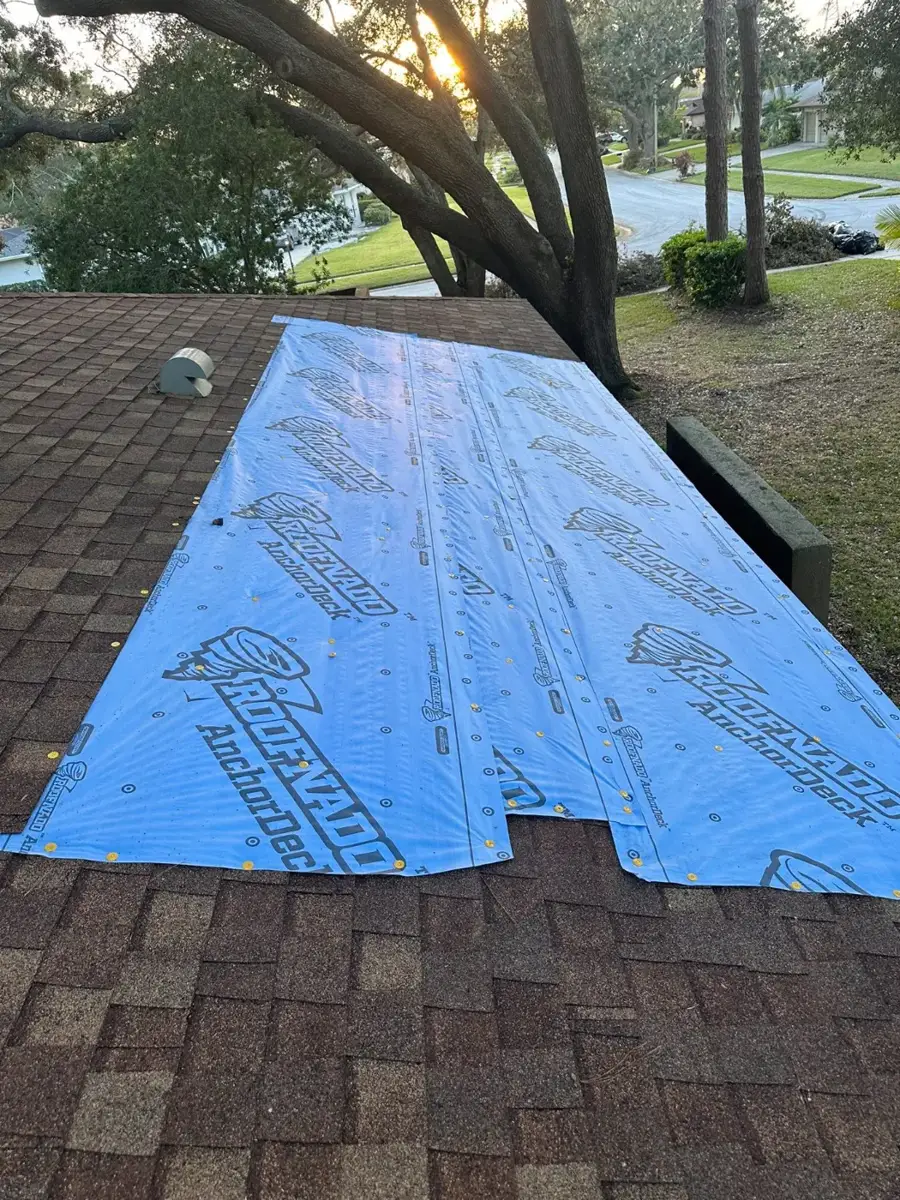 Roof dried-in with synthetic underlayment after tear-off